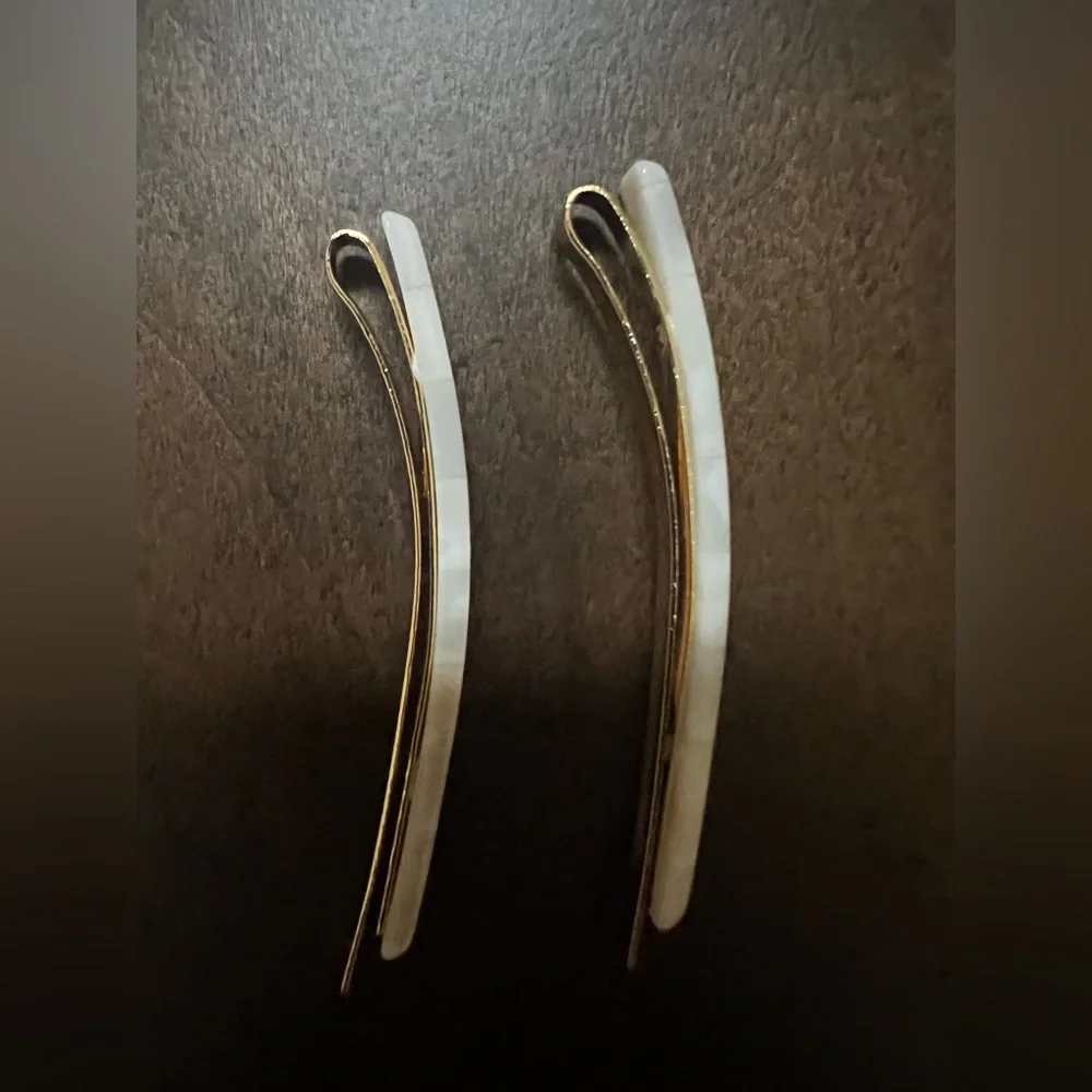 France Luxe Bobby Pin Pair on Gold Wire Set of 2 in Alba Ivory Gold